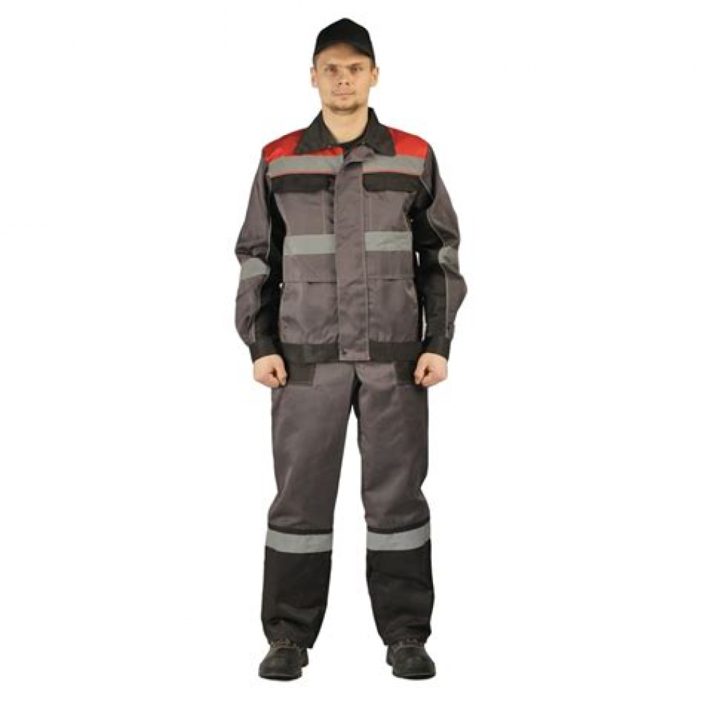 Костюм Респект мужской летний серый/черный р.52-54 170-176 (КОС821-312)