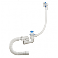 Сифон для ванны регулируемый с переливом и гибкой трубой 1 1/2 х 40/50 (А-60089)