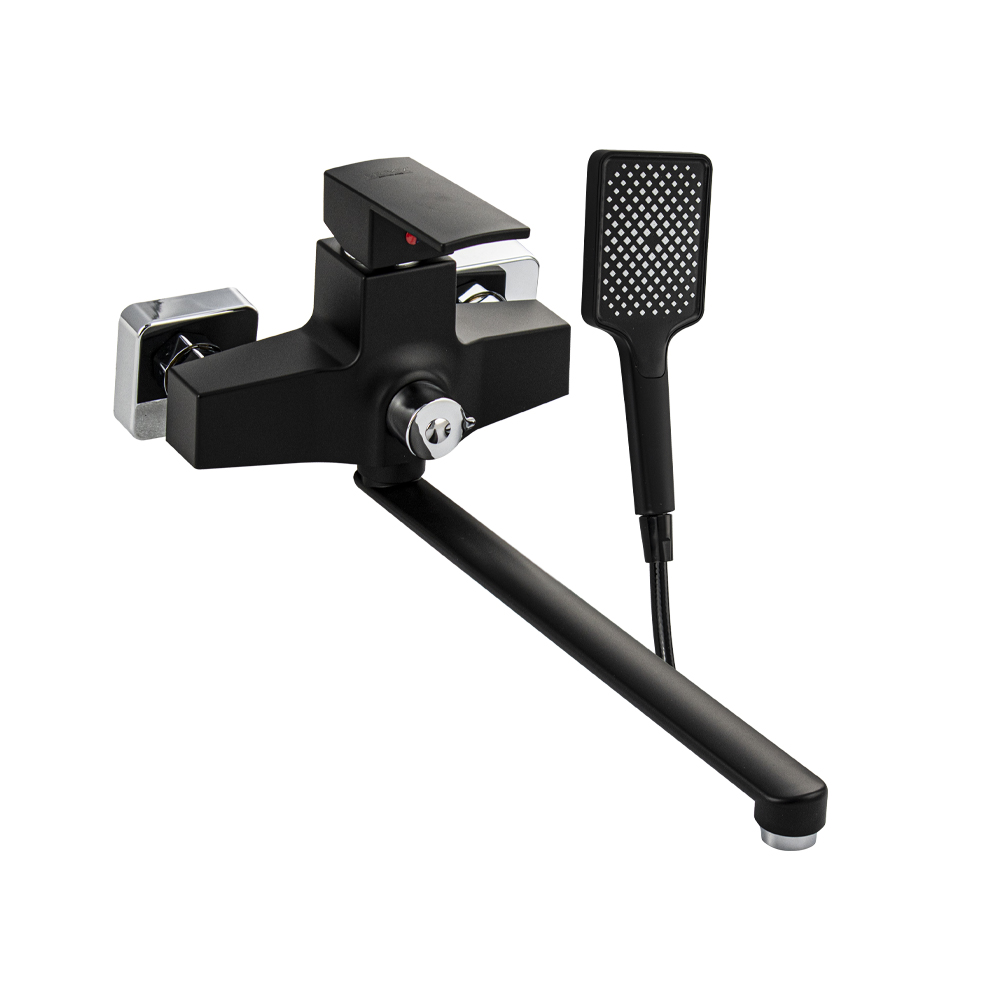 Смеситель для ванны длинный нос из пластика АБС ЧЕРНЫЙ квадратный корпус 5564 Смеситель для ванны длинный нос из пластика АБС ЧЕРНЫЙ квадратный корпус 5564