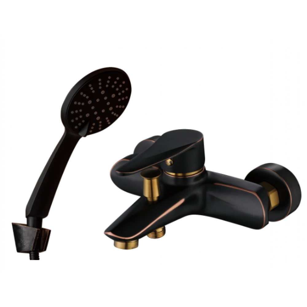 Смеситель для ванны ПРОФСАН STEEL нерж короткий излив черный/бронза PSМ-301-1 ХХХ