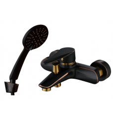 Смеситель для ванны ПРОФСАН STEEL нерж короткий излив черный/бронза PSМ-301-1 ХХХ