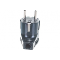 Вилка 16А 250В угловая с/з черная