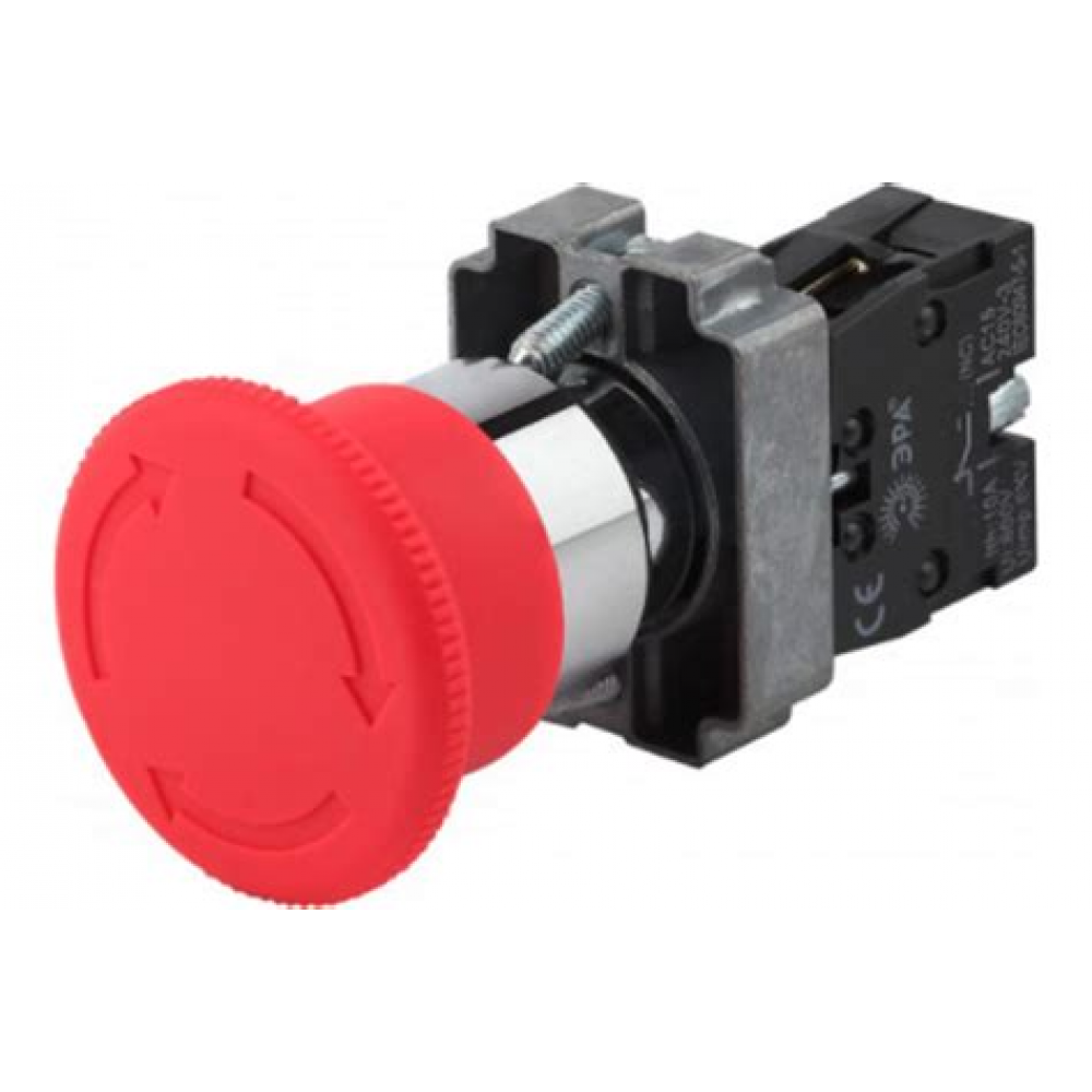Кнопка LAY5-BS542 Грибок аварийная с фиксацией поворотная ИЭК Кнопка LAY5-BS542 Грибок аварийная с фиксацией поворотная ИЭК