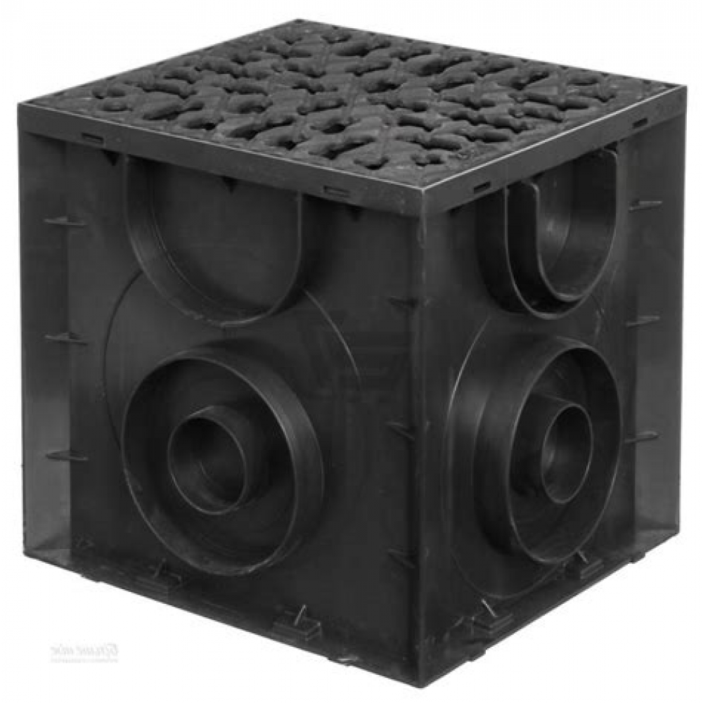 Дождеприемник пластиковый квадратный ДП-25.25 с решеткой, корзиной 