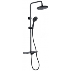 Стойка для душа POTATO нерж с тропическим душем и полкой черная P35385-6 