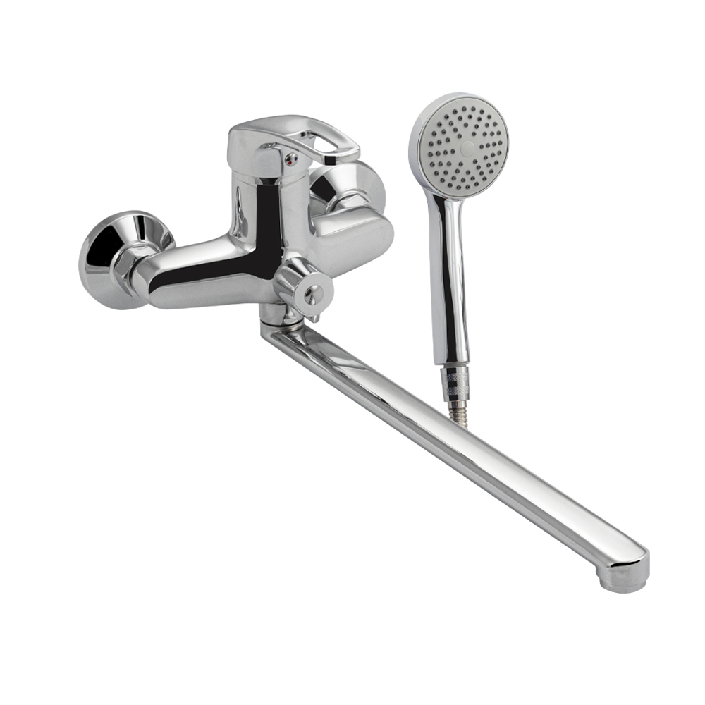 Смеситель для ванны длинный нос из пластика АБС БЕЛЫЙ квадратный корпус 5563