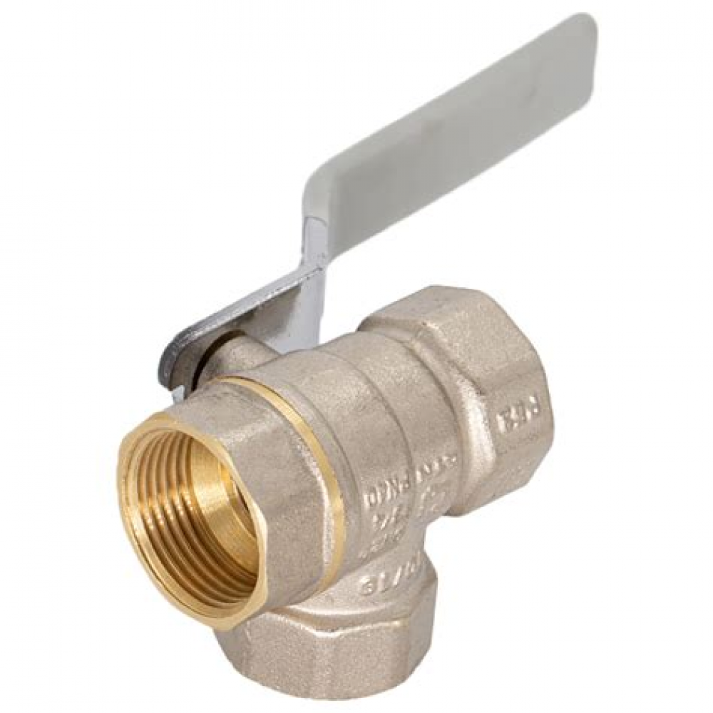 Кран шар. трехходовой 1/2" вн.вн.вн. тип L рычаг