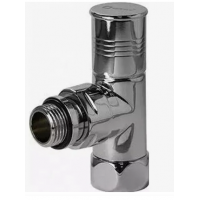 Вентиль для полотенцесушителя угловой 3/4"х1/2" гайка-штуцер ручка хром