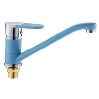 Смеситель для кухни боковой голубой шаровый с гибк.излив.,с 2-х режим.аэратором (4109)