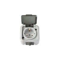 Розетка 1-я с/з наружной установки IP54 (РА16-297 03) серый