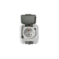 Розетка 1-я с/з наружной установки IP54 (РА16-297 03) серый