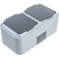 Розетка 2-я с/з наружной установки IP54 (РА16-303 03) серый
