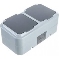 Розетка 2-я с/з наружной установки IP54 (РА16-303 03) серый