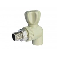 ППР Кран радиаторный угловой 20х1/2" серый