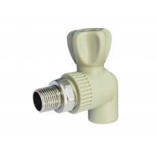 ППР Кран радиаторный угловой 20х1/2" серый