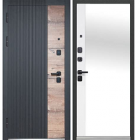 Дверь метал. Luxor 2МДФ Дуб Вертикаль 2050*860 левая ХХХ (синяя) АКЦИЯ