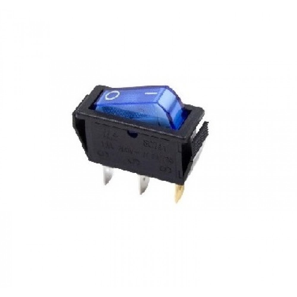 Выключатель (авто) ON-OFF 250V 15А (3с) синий с подсветкой Mini 