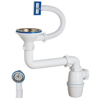 Сифон для мойки бутылочный 3 1/2 х 40 СН 312-10-01 одинарный автомат GRAND