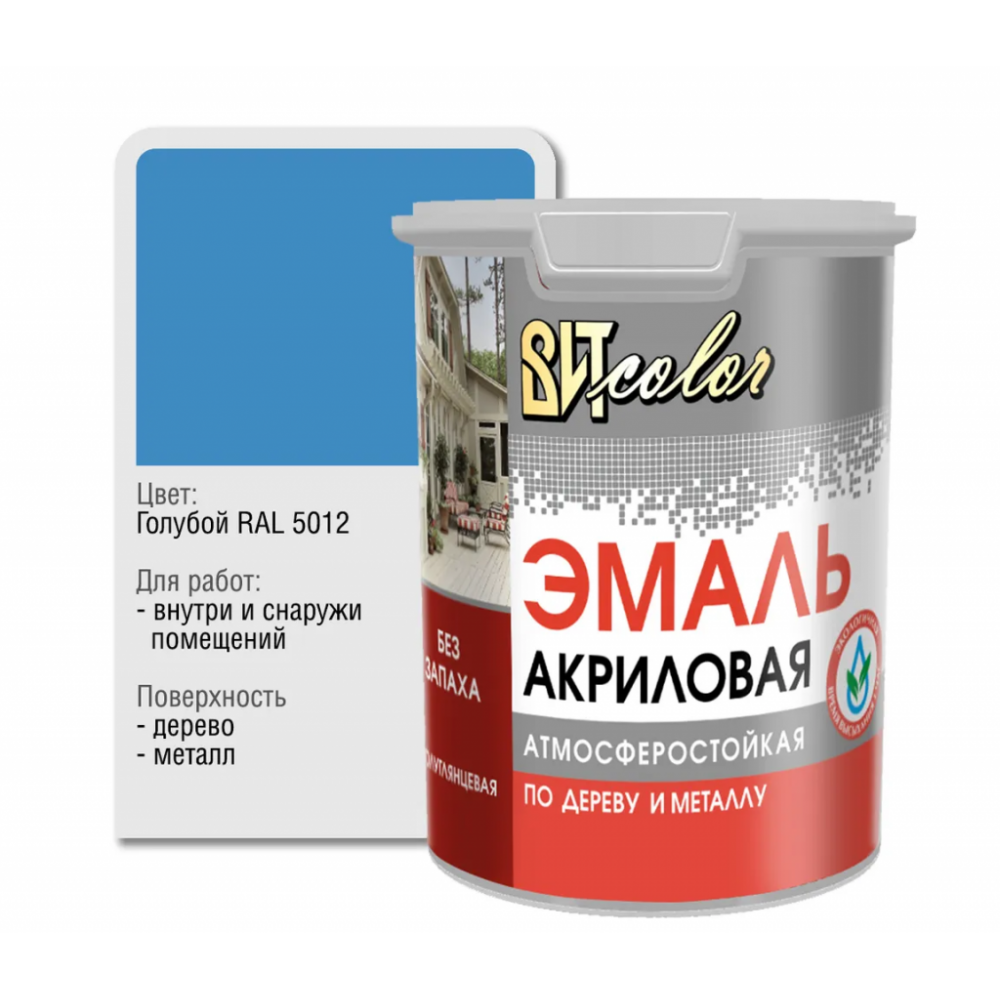 Эмаль акриловая по дереву и металлу Голубая RAL 5012 ВИТ color полуглянцевая 3,5кг 64414