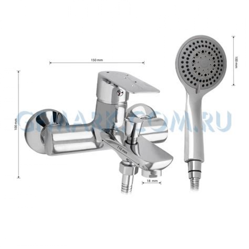 Смеситель для ванны с плоским длинным изливом B22-15319 