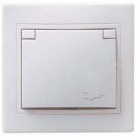 Розетка 1-я с/з РСб10-3-КБ 16А, с крышкой Кварта