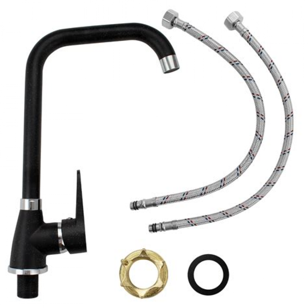 Смеситель для кухни боковой черный шаровый 1069 Смеситель для кухни боковой черный шаровый 1069