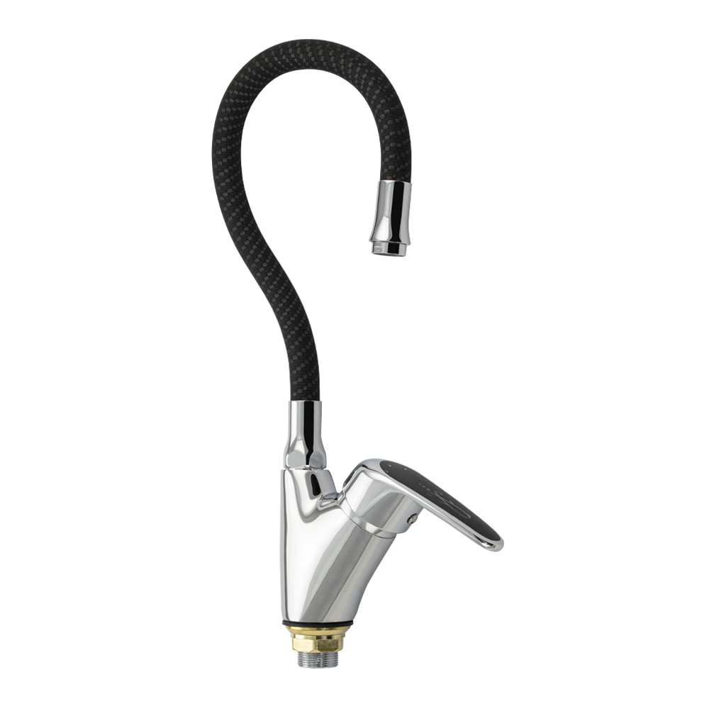 Смеситель для кухни боковой с сатеновой ручкой с гибк.излив. Черный (2474) Смеситель для кухни боковой с сатеновой ручкой с гибк.излив. Черный (2474)