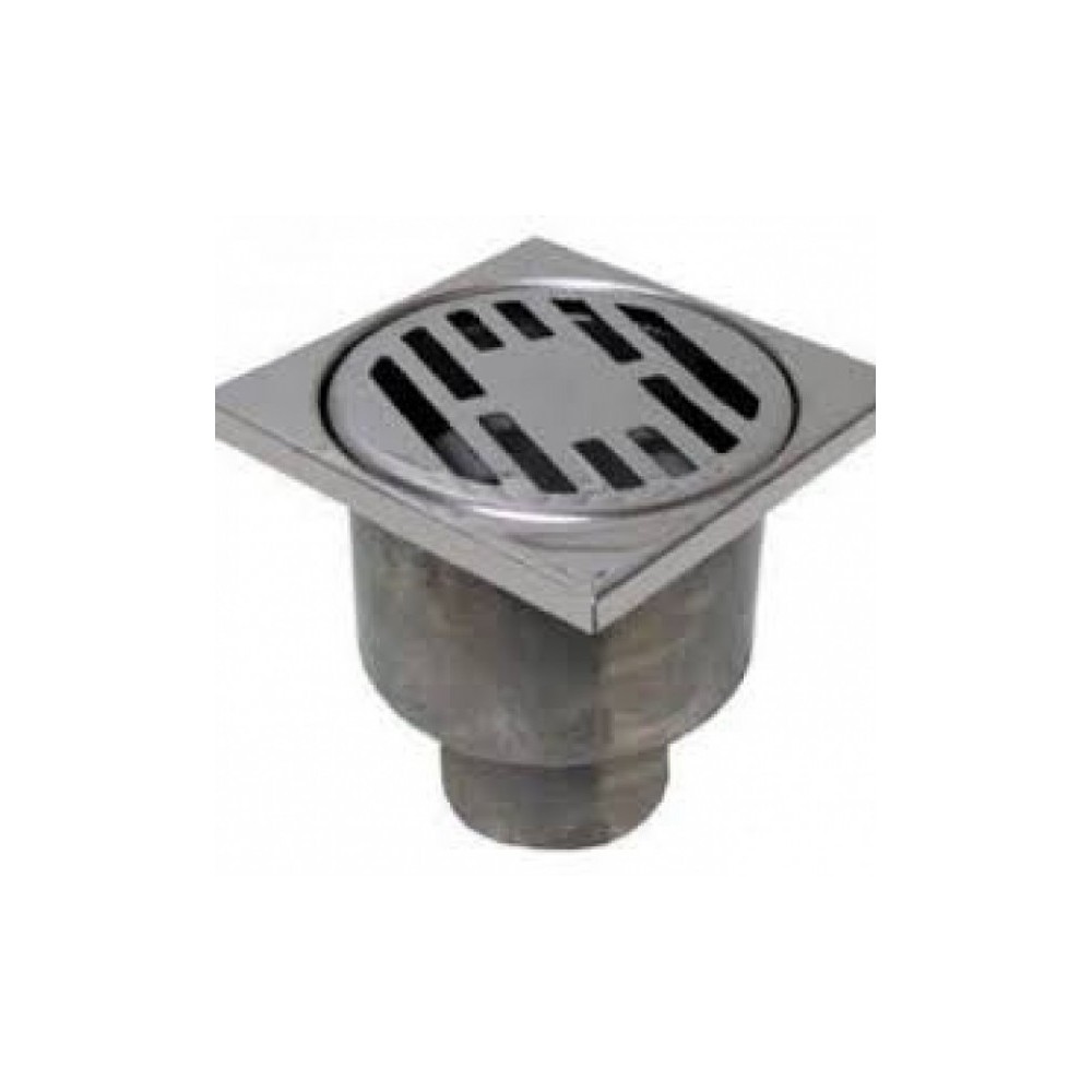 Трап  50мм 150х150 мм вертикальный корпус пластик решетка металл регулируемый Zeissler АКЦИЯ