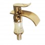 Смеситель для раковины плоский гусак со вставками светлого золота (144) ХХХ АКЦИЯ 20%