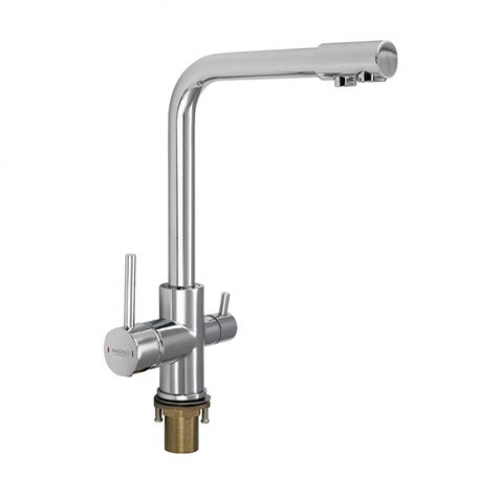 Смеситель для раковины плоский гусак со вставками светлого золота (144) ХХХ АКЦИЯ 20%