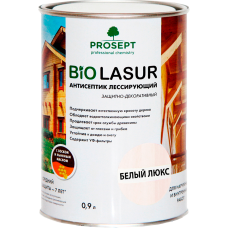 Лак- Антисептик лессирующий защитно-декоративный Белый Люкс PROSEPT BIO LAZUR 0.9л (032-09)