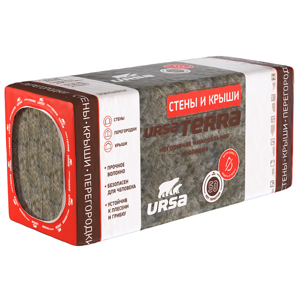 Утеплитель URSA TERRA 36 PN  50*1250*610 (10 ПЛИТ/упак;7,62кв.м;0,381м3)
