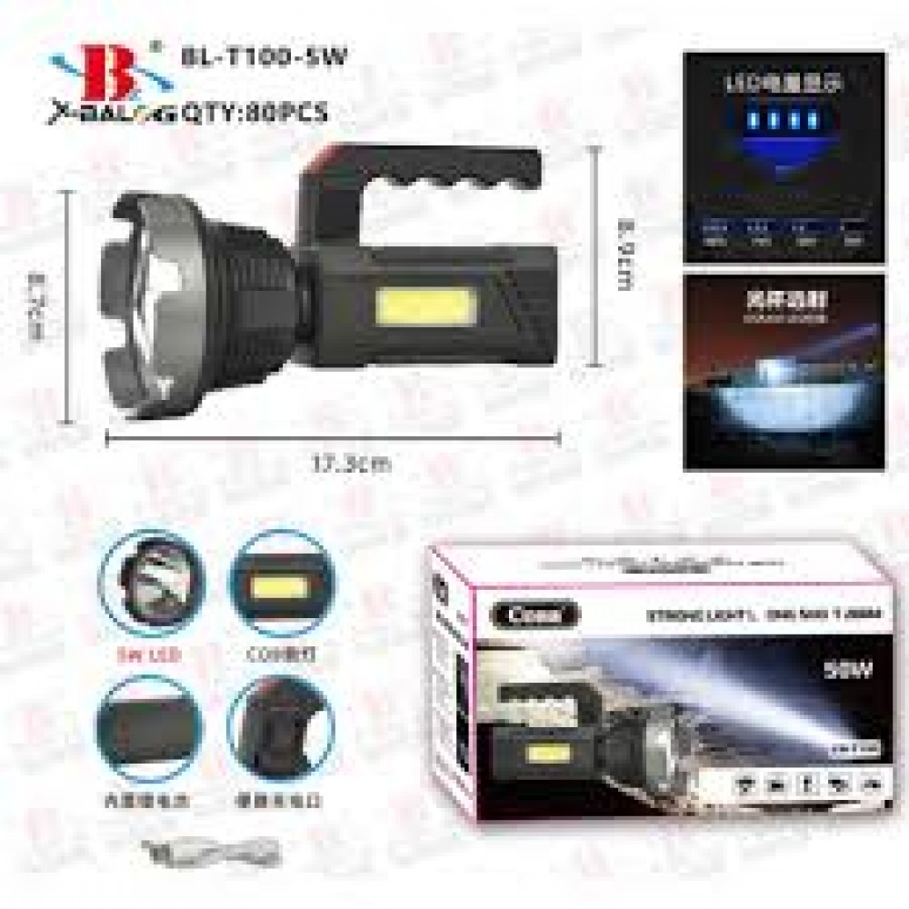 Фонарик+аккумулятор+зарядка Micro BL-T100-5W