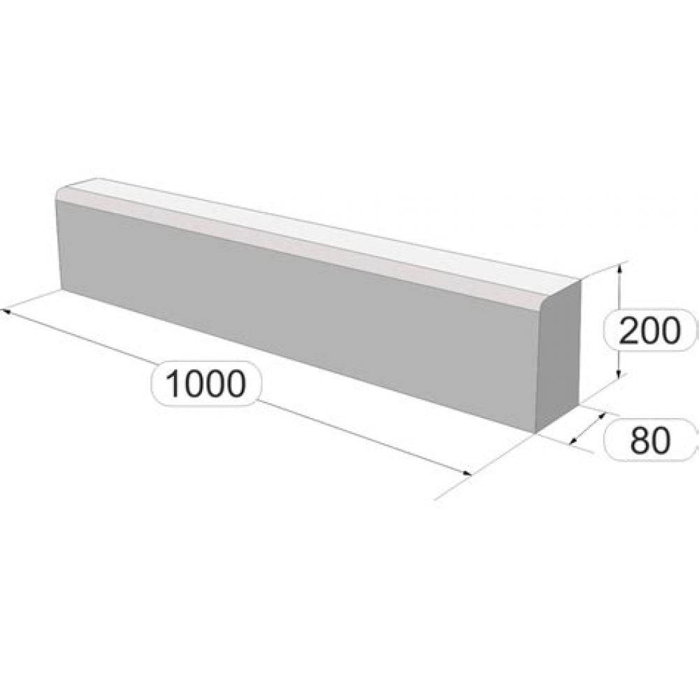 Бордюрный камень  8*100*20 тротуарный серый 