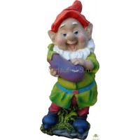 Фигура гипсовая садовая Гном с баклажаном средний ПГФ0003 