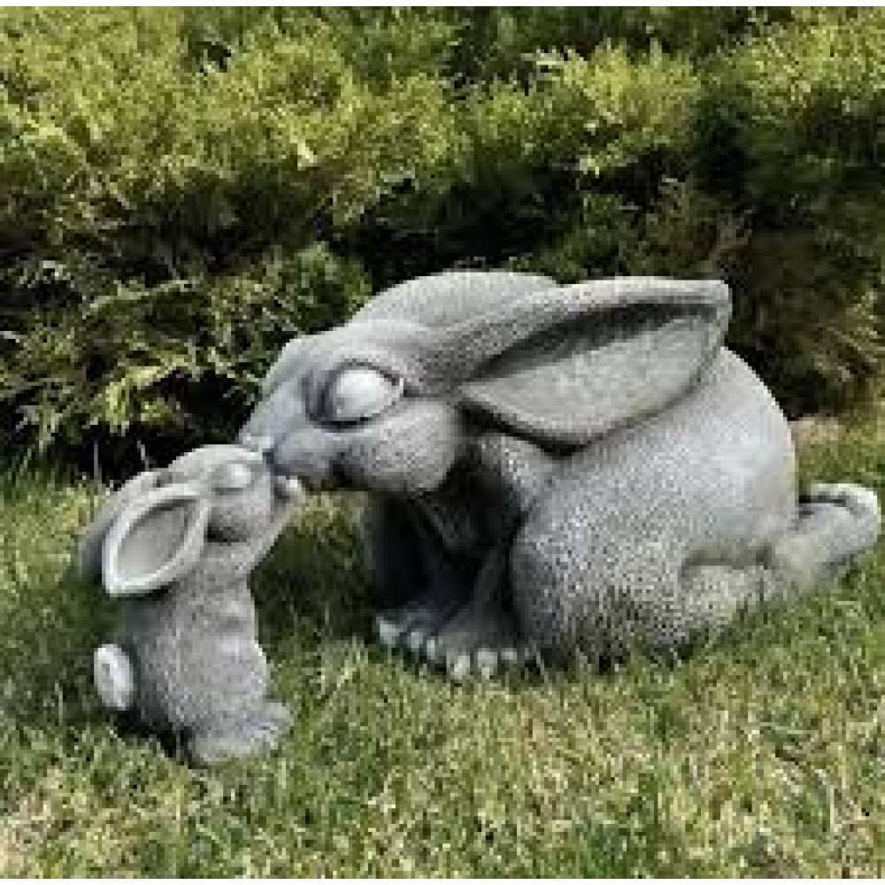 Фигура садовая полистоун Зайчики Нежность серебро Ф311с