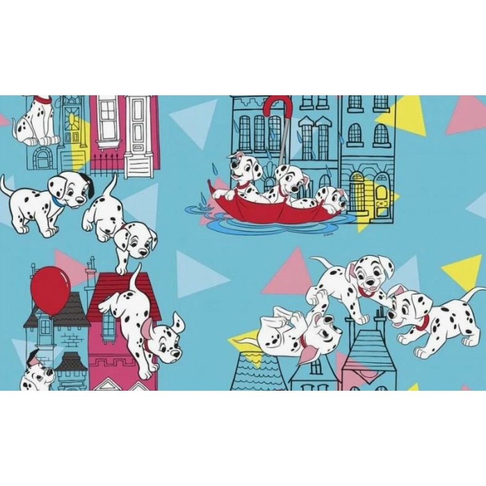 Обои виниловые на флиз.основе 1,06*10,05 Дисней 101 Долматинец голубой E-D-009B ХХХ
