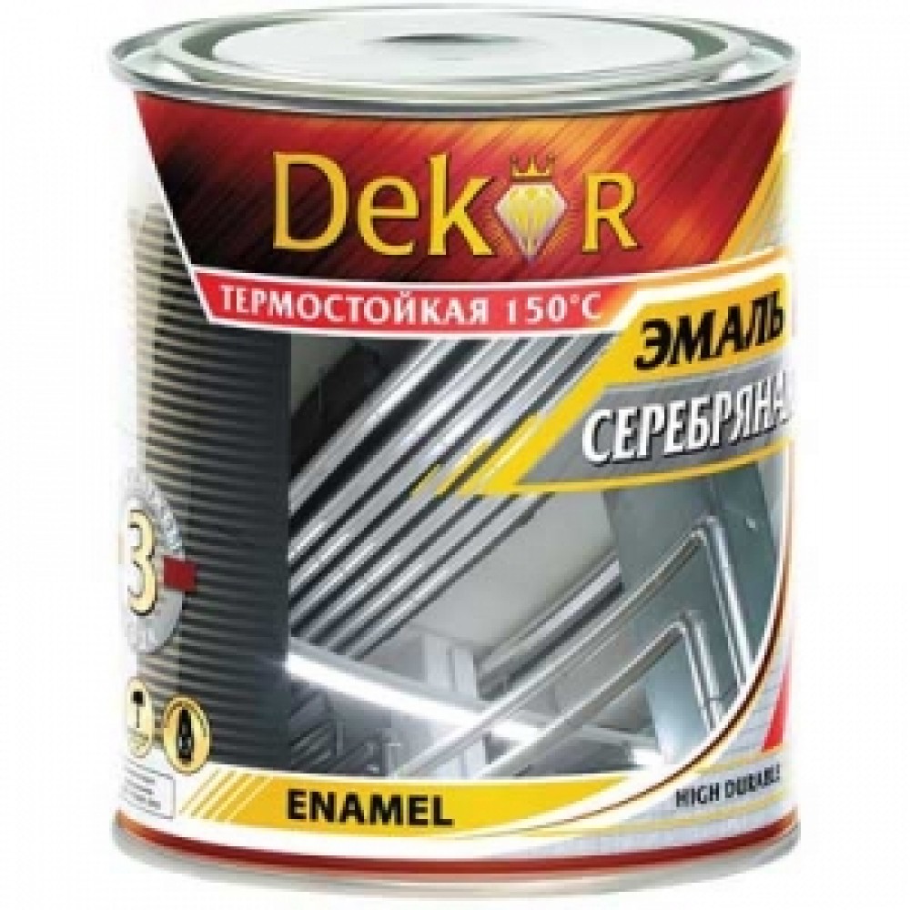 Термоэмаль DEKOR  Серебрянная  до 150 С 0,8кг