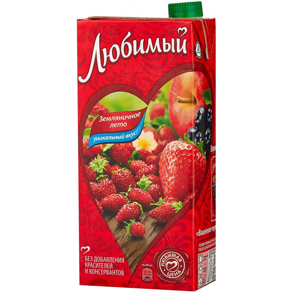 Сок Любимый Яблоко Рябина Клубника Земляника ПЭТ 0,3л