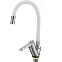 Смеситель для кухни с гибким гусаком белый 35мм РМС SL137W-016F