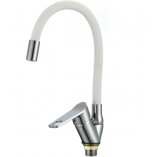 Смеситель для кухни с гибким гусаком белый 35мм РМС SL137W-016F