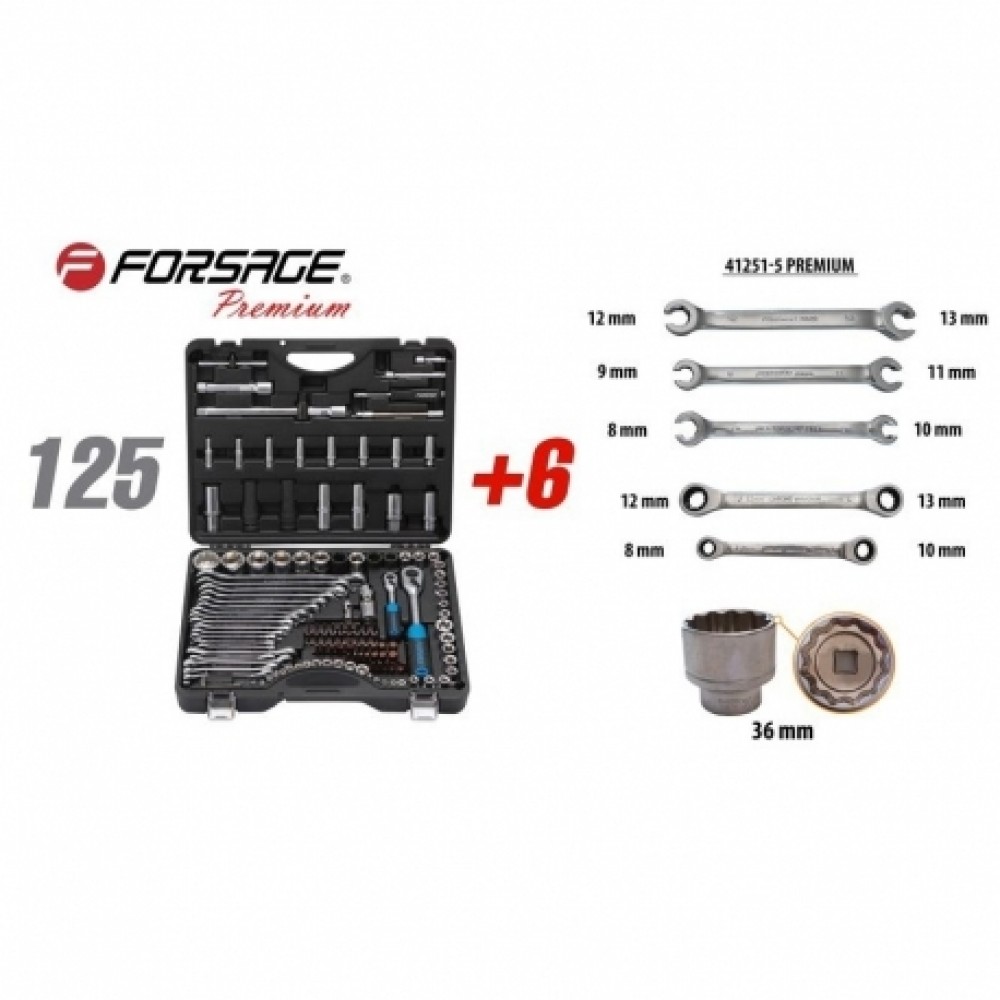 Набор инструментов - 125+6 предметов  1/4", 1/2" RF-41252-5 Premium 64612