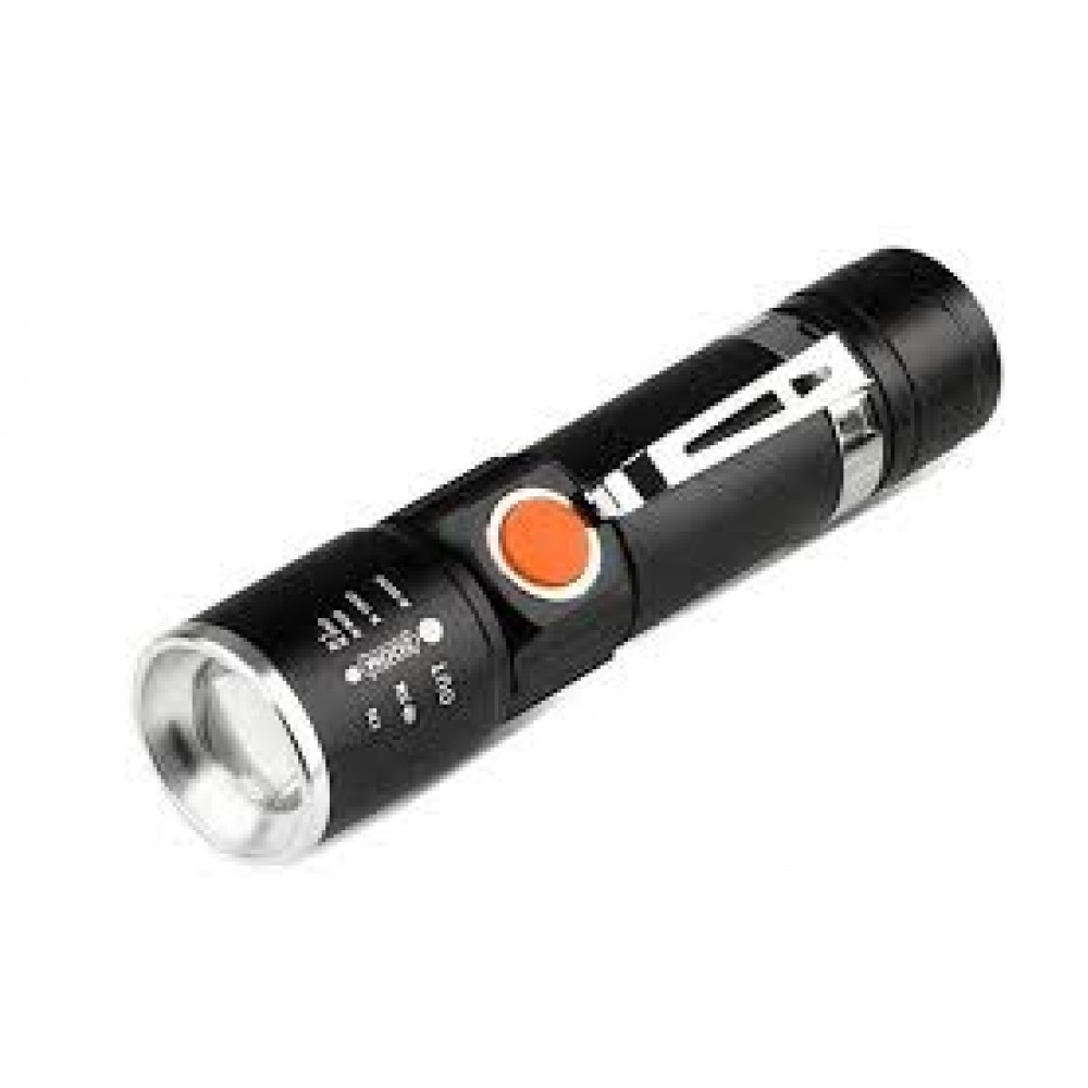 Фонарик метал.+аккумулятор+зарядка от USB+ZOOM+3 режима MX-616-USB